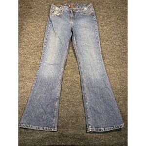 LEI Denim Jeans‎ Women 13 Flare Bootcut Blue Wash Distressed Pockets